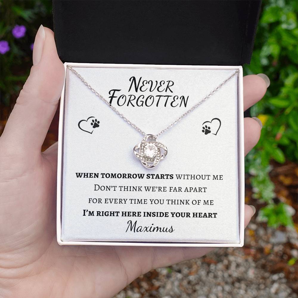 Never Forgotten Love Knot Necklace - Pet Memorial Necklace