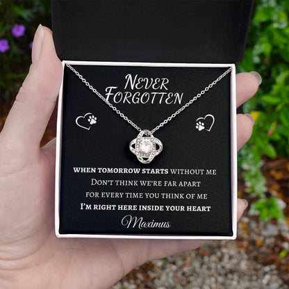 Never Forgotten Love Knot Necklace - Pet Memorial Necklace