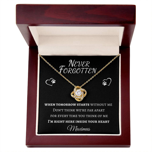 Never Forgotten Love Knot Necklace - Pet Memorial Necklace