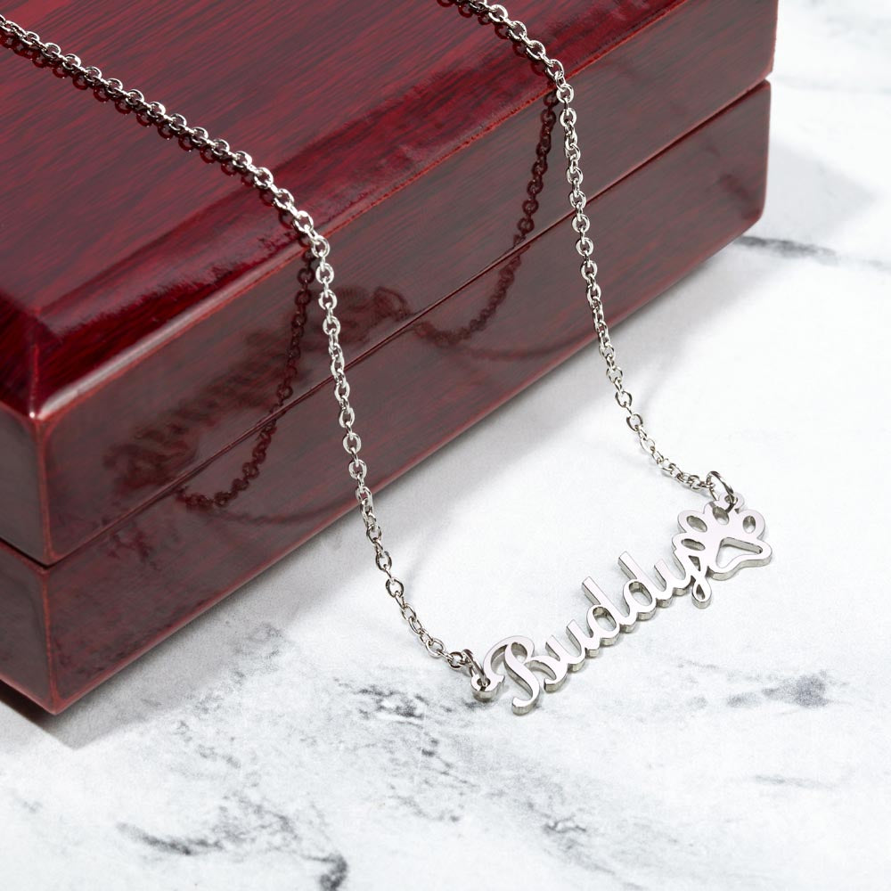 Always With You - Paw Prints Name Necklace - Pet Memorial Jewelry