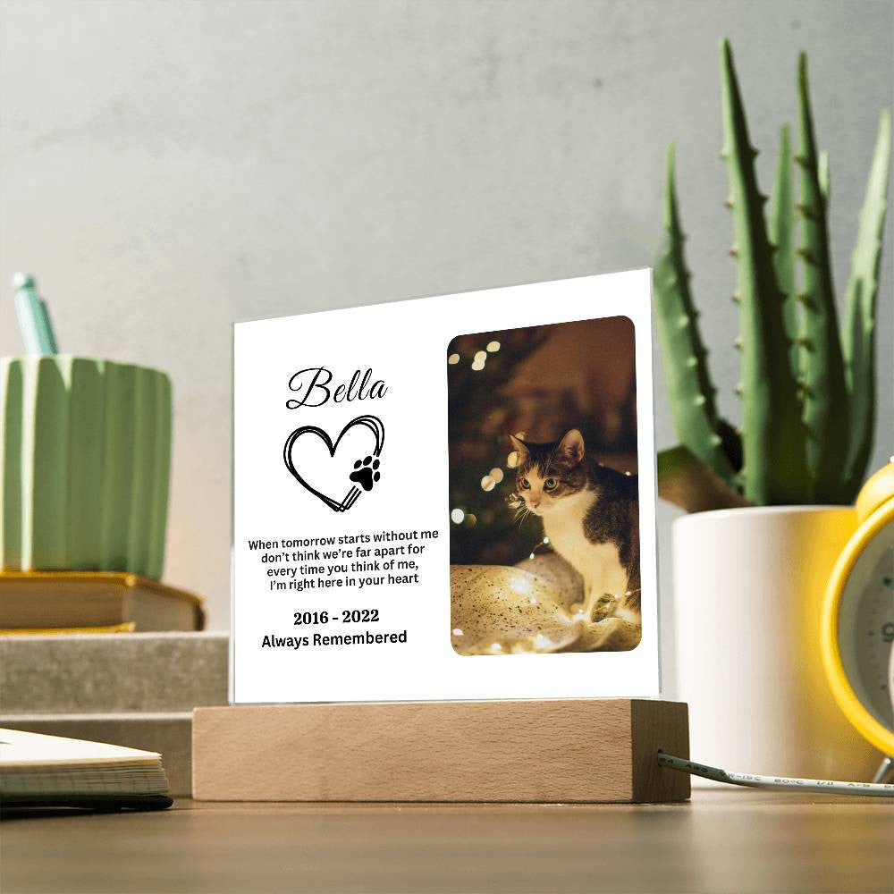 Heartfelt Cat Memorial Acrylic Square Plaque - Personalized Acrylic Plaque - Pet Memorial Gift